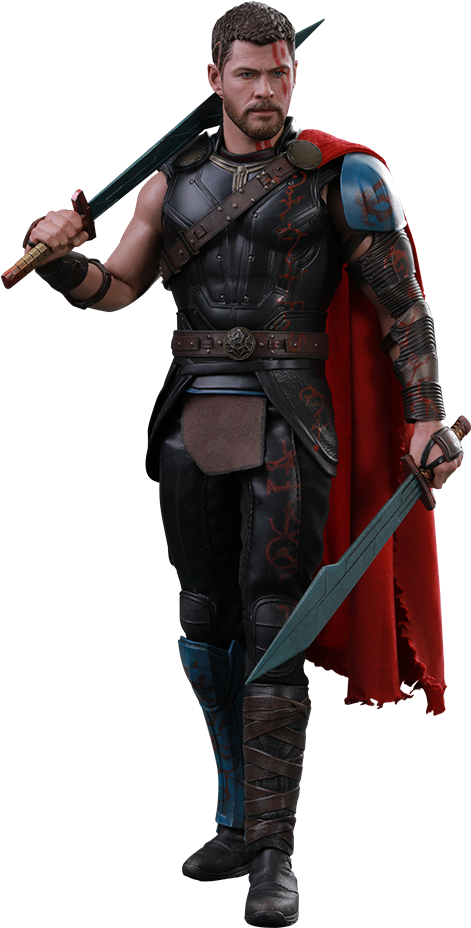 Hot Toys Gladiator Thor Sixth Scale Figure - Thor Ragnarok Thor Png Clipart (480x935), Png Download