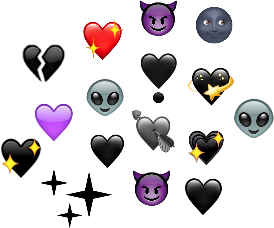 Snapchat Emoji Black Heart Crown Overlay Www Picturesboss - Heart Clipart (1024x1024), Png Download