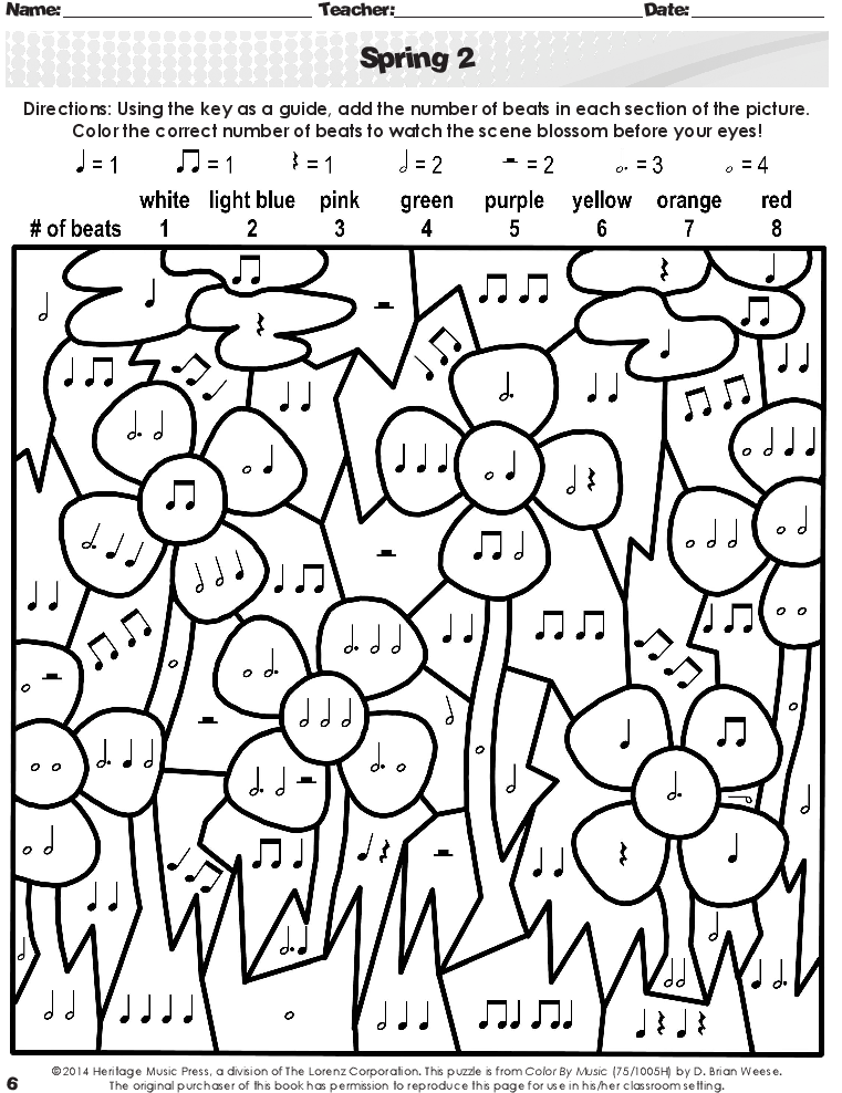 Click To Expand Color By Music Thumbnail - Color By Music Spring Clipart (816x1056), Png Download