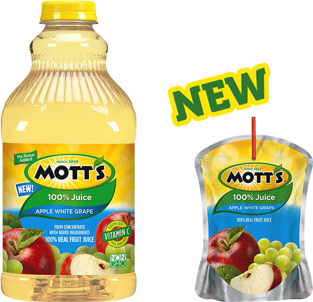 Mott's® 100% Apple White Grape Juice - Mott's White Grape Juice Clipart (662x620), Png Download