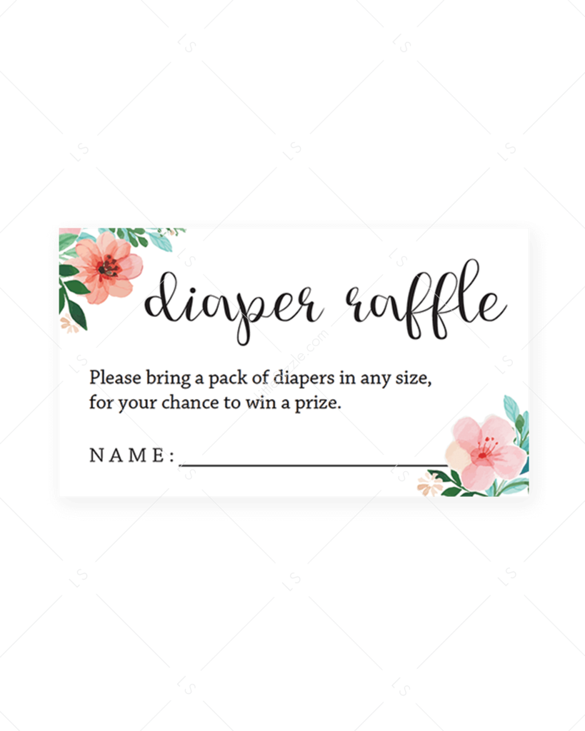 Floral Baby Shower Diaper Raffle Ticket By Littlesizzle - Hibiscus Clipart (819x1024), Png Download