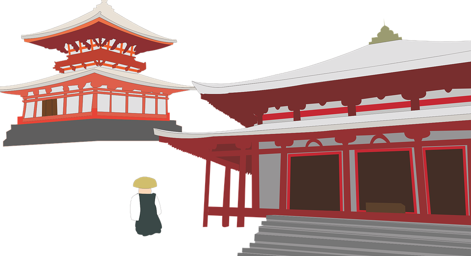 Temple, Japan, Buddhism - Buddhism In Japan Clipart (960x522), Png Download