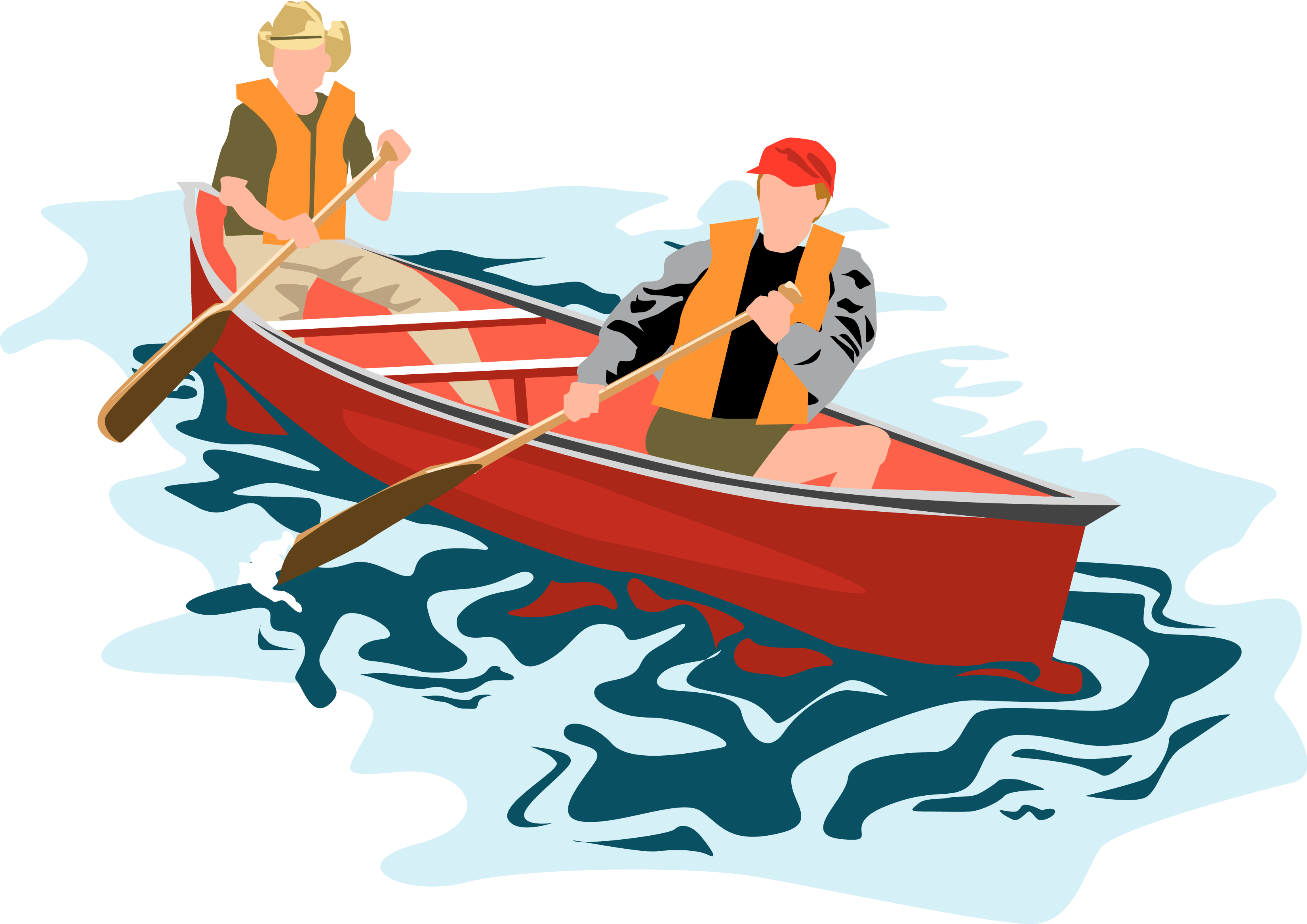 Campers In A Canoe - Rowing Canoe Clip Art - Png Download (3300x2333), Png Download