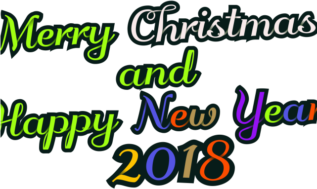 Merry Christmas Text Clipart Happy New Year 2018 Png Transparent Png (640x480), Png Download