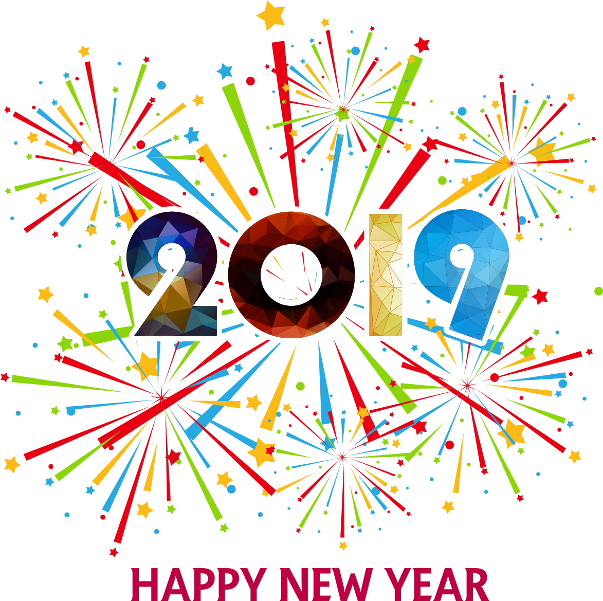 Happy New Year 2019 Png - New Year 2019 Fireworks Clip Art Transparent Png (1371x1371), Png Download