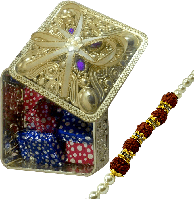 Jaipuri Ethnic Design Handcrafted Single Rakhi With - Bead Clipart (700x700), Png Download