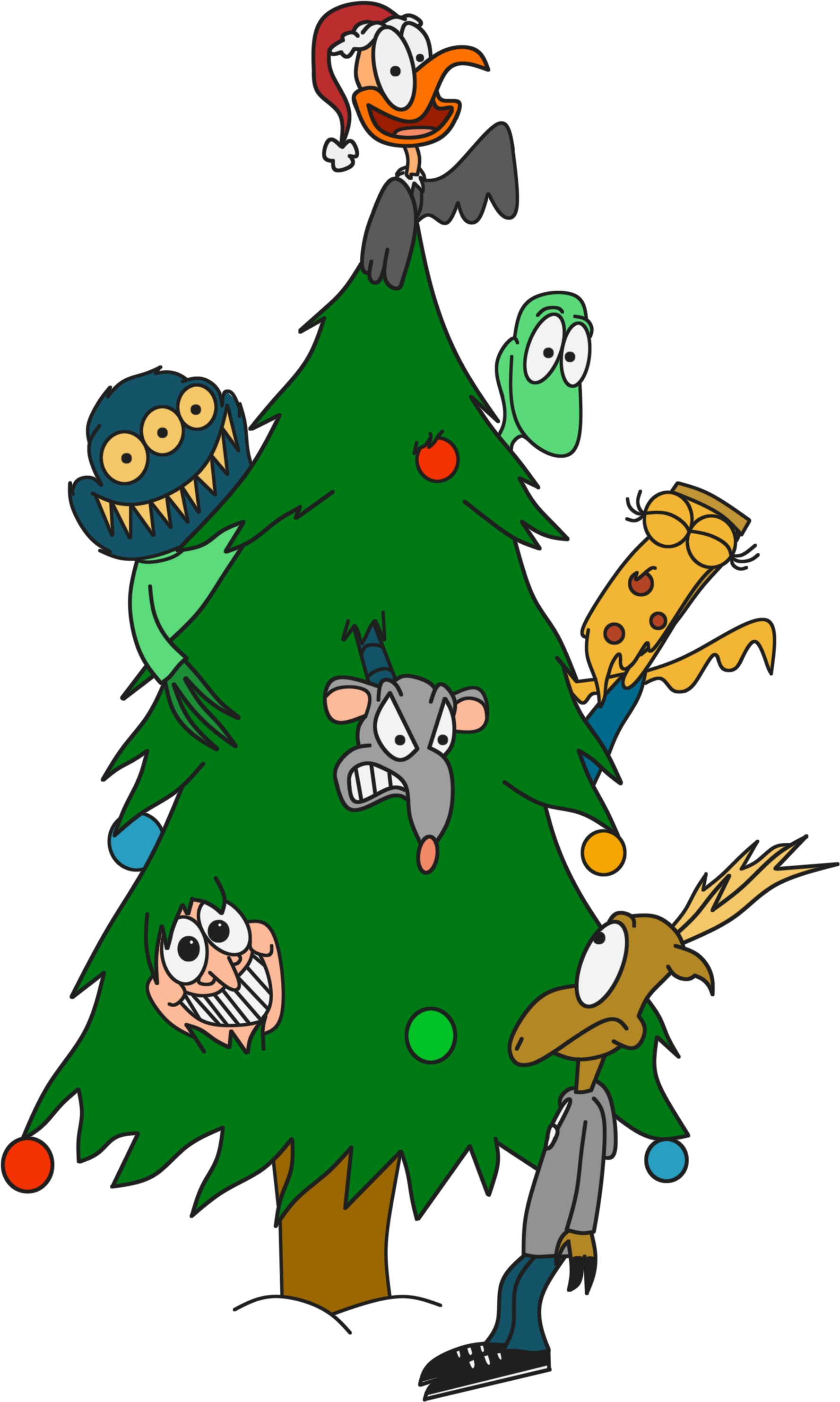 Xmastree - Cartoon Clipart (1925x3073), Png Download