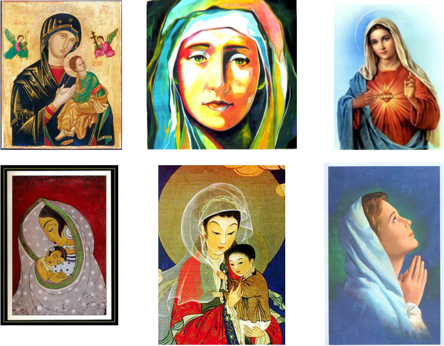 Various Contemporary And Traditional Images Of Mary - Mary In Different Cultures Clipart (906x706), Png Download