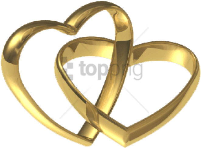 Free Png Download Gold Wedding Hearts Png Images Background - Transparent Background Gold Heart Png Clipart (850x638), Png Download