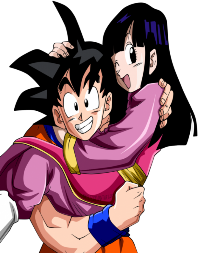 Goku Y Milk Png - Dbz Goku And Chichi Clipart (683x1024), Png Download