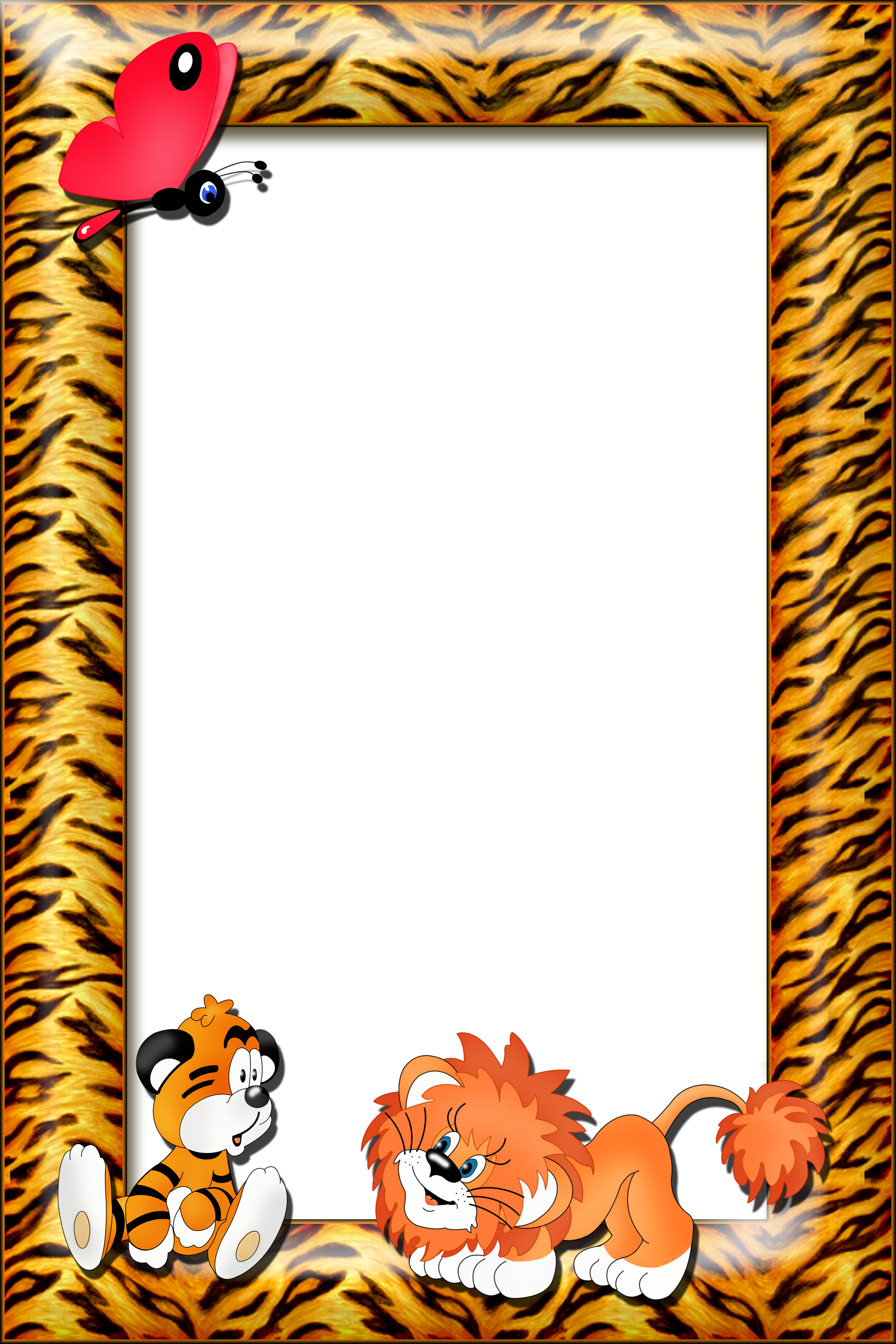Kids Transparent Photo Frame With Tiger And Clipart (2362x3543), Png Download