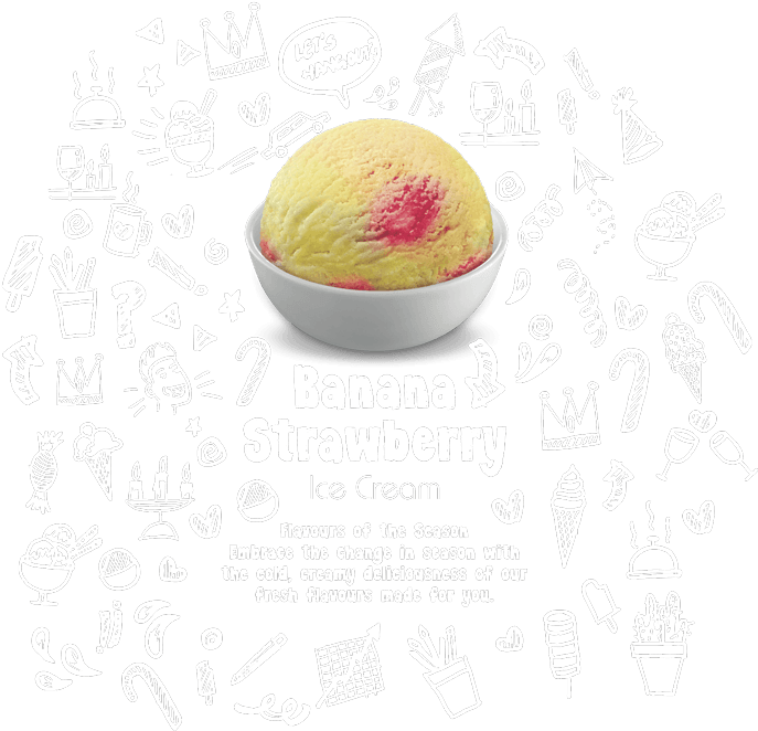 Vadilal Banana Strawberry Home Page Sketch - Gelato Clipart (880x880), Png Download
