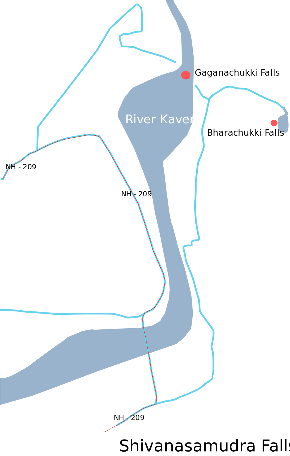 Sivanasamudra Water Falls En - Map Clipart (984x1549), Png Download