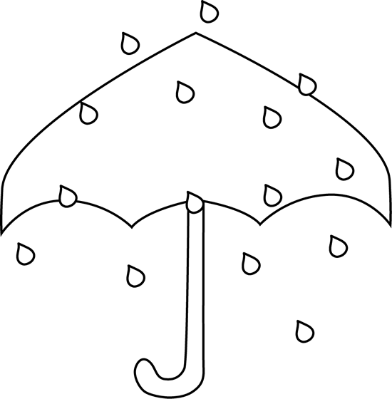 Black And White Black And White Rain Umbrella - Black And White Umbrella And Rain Clipart (550x560), Png Download