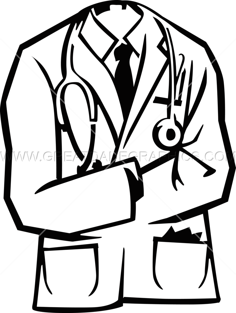 Doctors Coat - Doctor Coat Clipart Black And White - Png Download (825x1093), Png Download