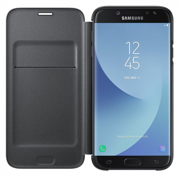 Samsung Galaxy J7 Ef-wj730cbegww Wallet Cover Black - Flip Cover Samsung J7 Pro Clipart (700x980), Png Download