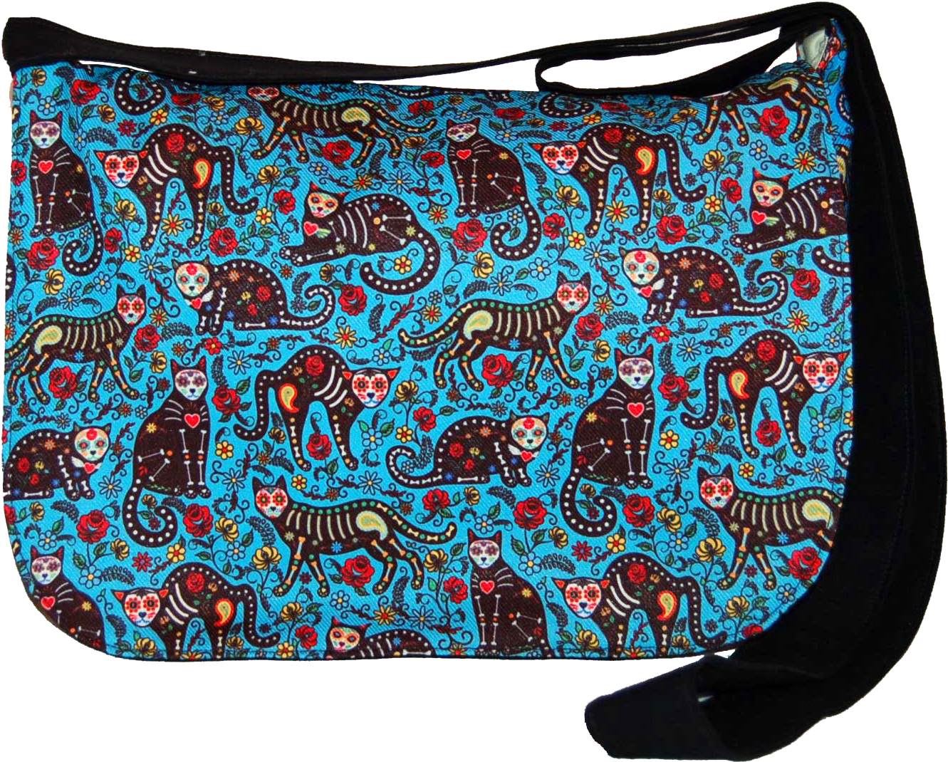 Day Of The Dead Cat Messenger Bag, Sugar Cat Bag, Ladies - Throw Pillow Clipart (1425x1099), Png Download
