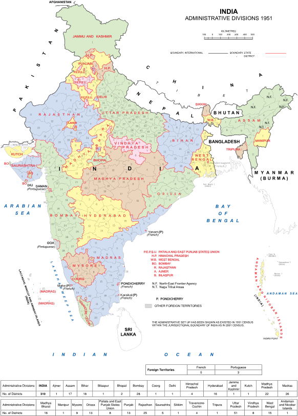 States Reorganisation Commission - Indian States In 1950 Clipart (600x838), Png Download