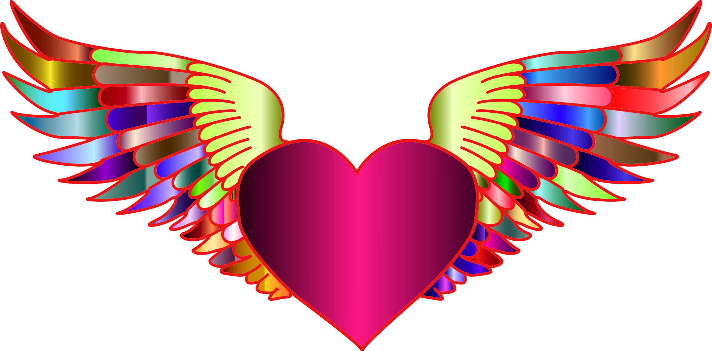 Prismatic Flying Heart 2 Picture Royalty Free Download - Flying Heart Clipart Png Transparent Png (2312x1140), Png Download