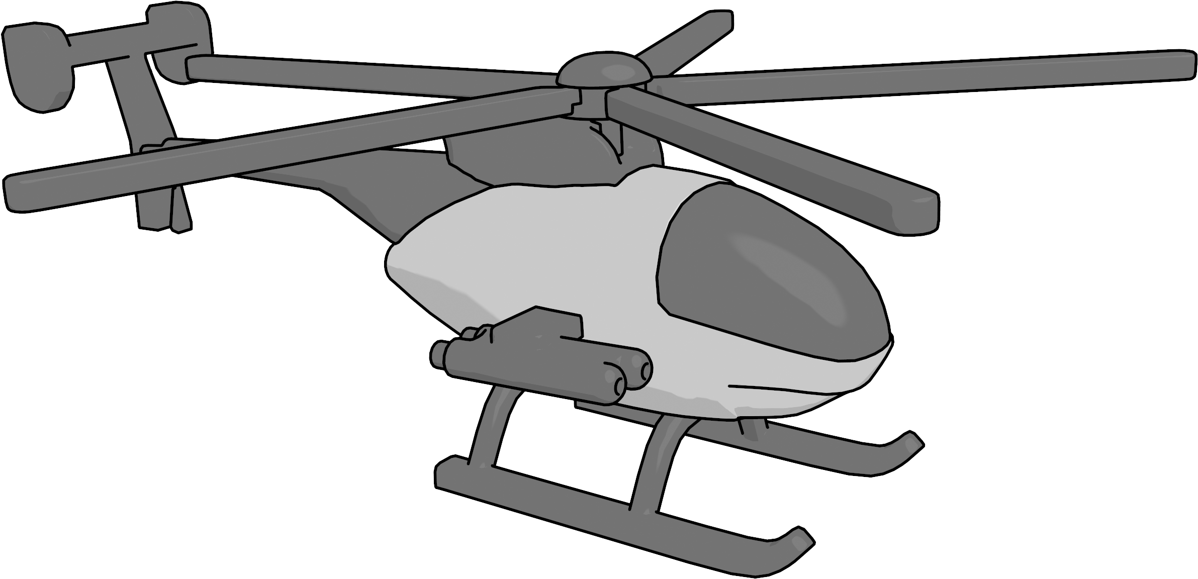 Observation Scout Helicopter W Rocket V1 Clipart Png - Helicopter Rotor Transparent Png (2496x1308), Png Download