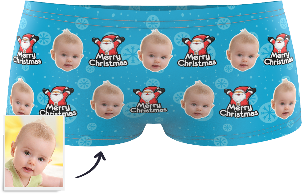 Custom Kids Christmas Santa Claus Face Boxer - Santa Claus Clipart (1000x1000), Png Download