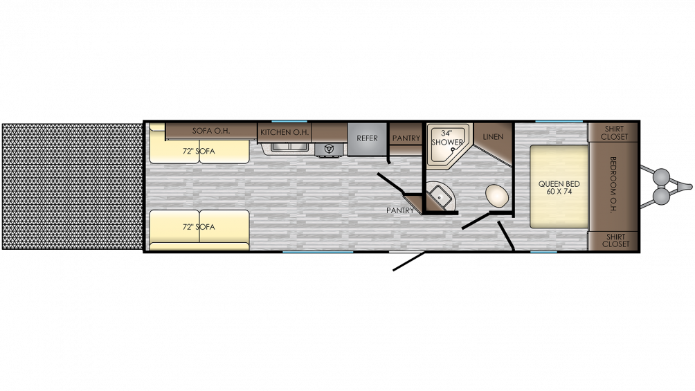 2019 Zinger Zr288rr Floor Plan Img - Recreational Vehicle Clipart (1004x565), Png Download