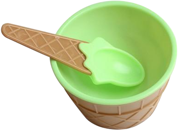 Ice Cream Bowl & Spoon Set - קערה וכפית Clipart (600x600), Png Download