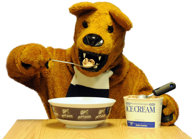 The Nittany Lion Mascot Digs In To A Bowl Of Berkey - Bear Eating Ice Cream Clipart (992x662), Png Download
