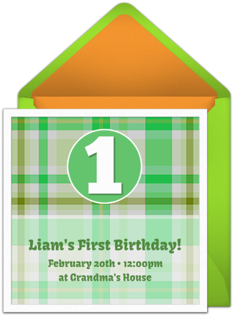 1st Birthday Plaid Online Invitation - House Clipart (650x650), Png Download
