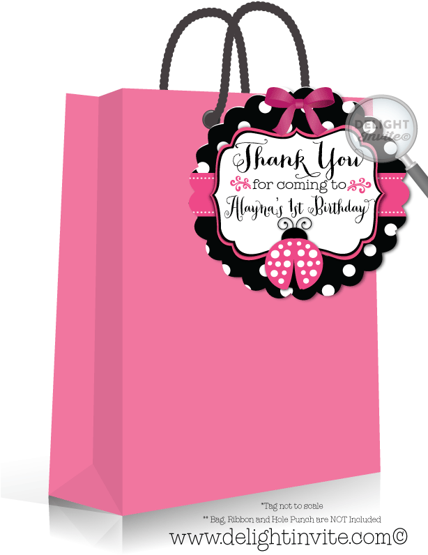 Ladybug 1st Birthday Favor Tag [di-296ft] - Thank You Tag On Bag Clipart (613x822), Png Download