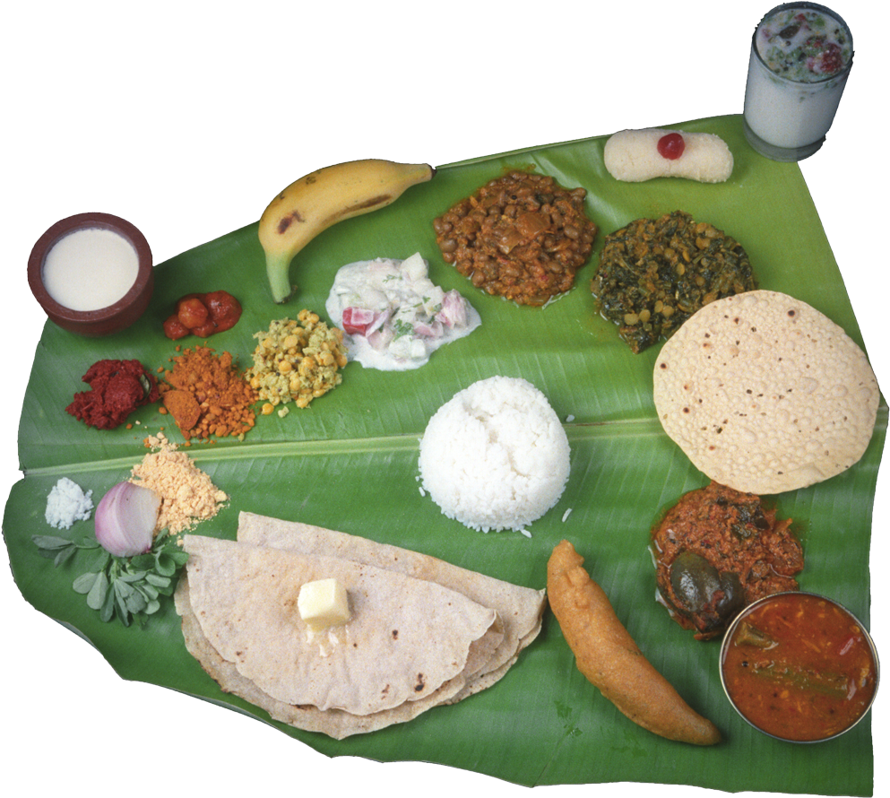 Jowar Bhakri Meals - Banana Leaf Rice Clipart (1259x1163), Png Download