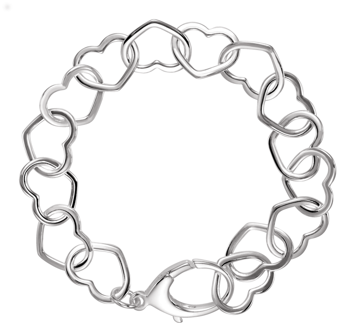 Sterling Silver 12 Mm Heart - Bracelet Clipart (715x688), Png Download