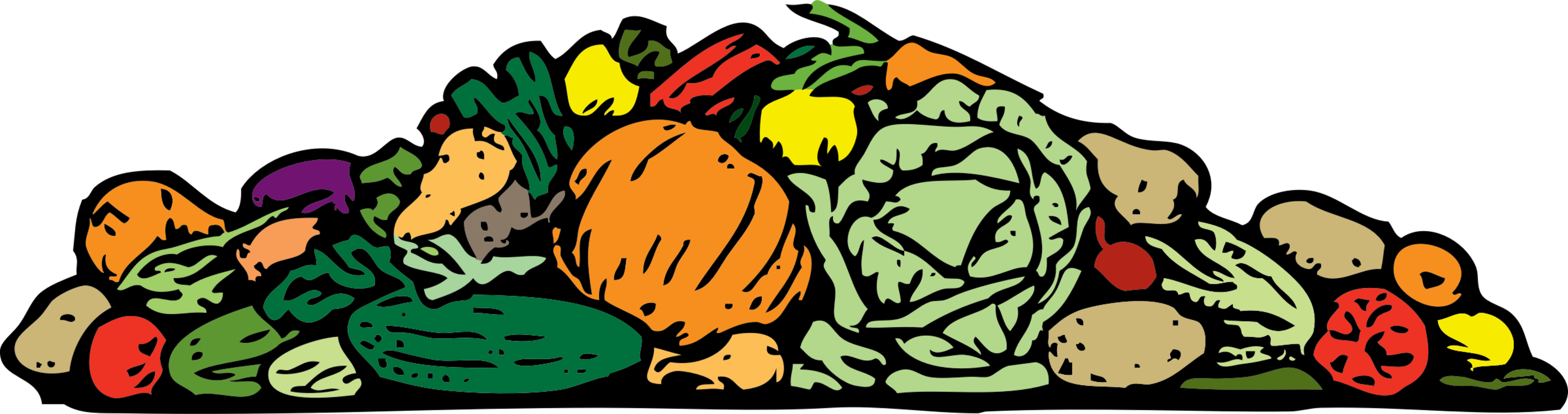 Vegetable Food Computer Icons Cabbage Fruit - Pile Of Vegetables Clipart (2839x750), Png Download