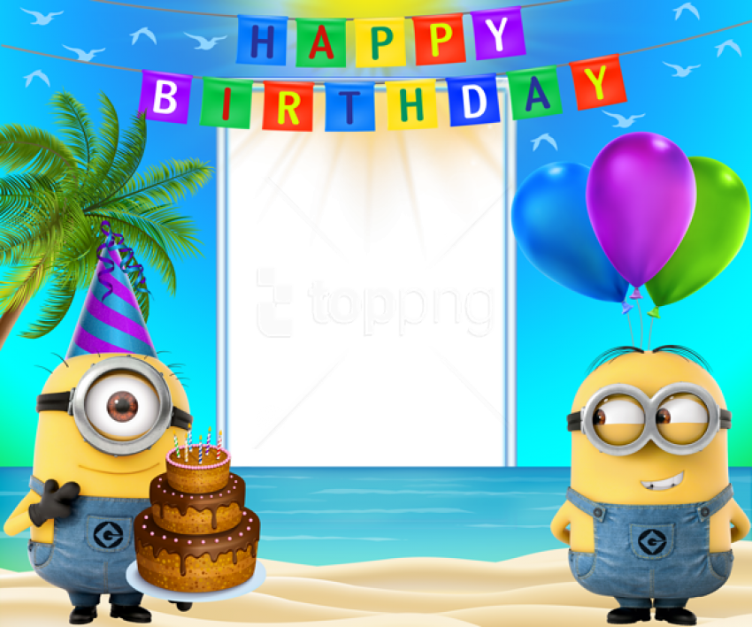 Free Png Happy Birthday Transparent Frame With Minions - Happy Birthday Photo Frame Transparent Clipart (850x709), Png Download