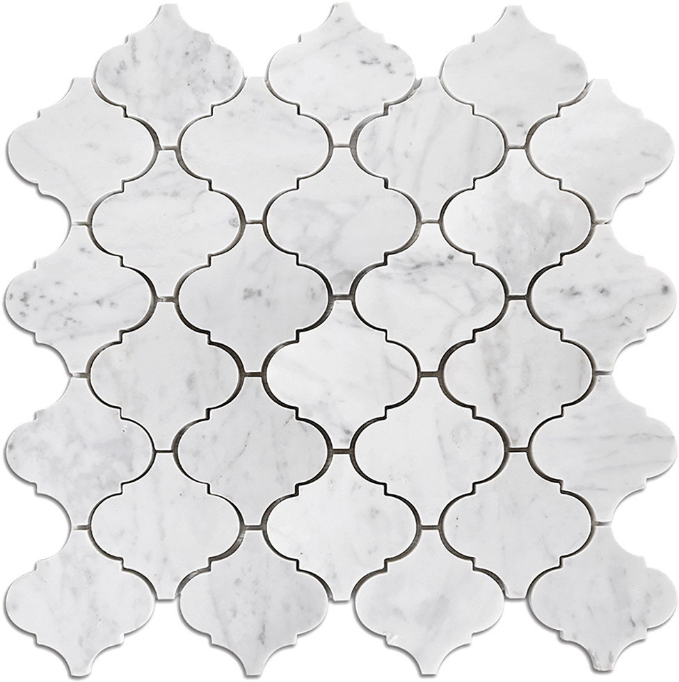 Bianco Gioia Marble Mosaic Tile Arabesque Clipart (976x981), Png Download