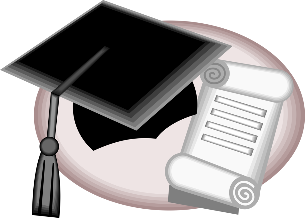 Vector Illustration Of Diploma Scroll Containing Writing - Graduation Diploma Scroll Clipart (979x700), Png Download