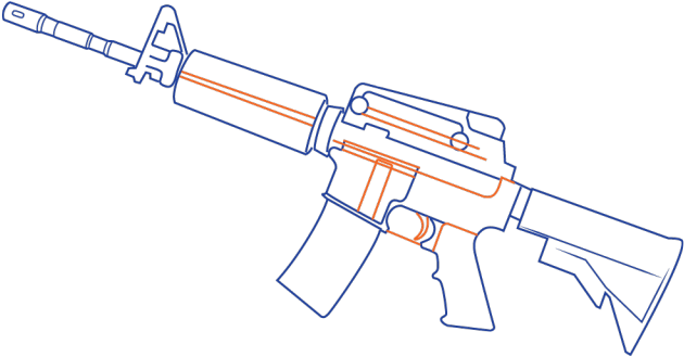 Drawn Rifle M16 - Assault Rifle Clipart (640x480), Png Download
