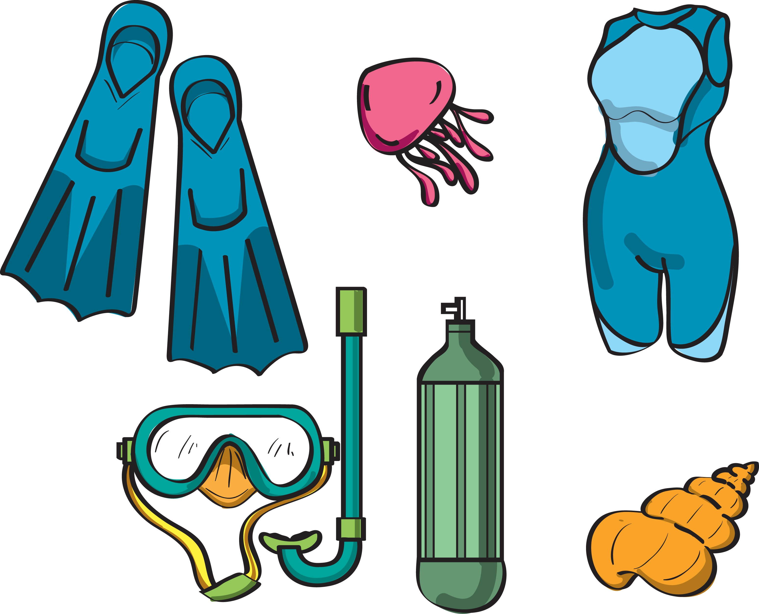Scuba Diver Clipart Clip Art - Equipo De Buceo Dibujo - Png Download (3098x2508), Png Download