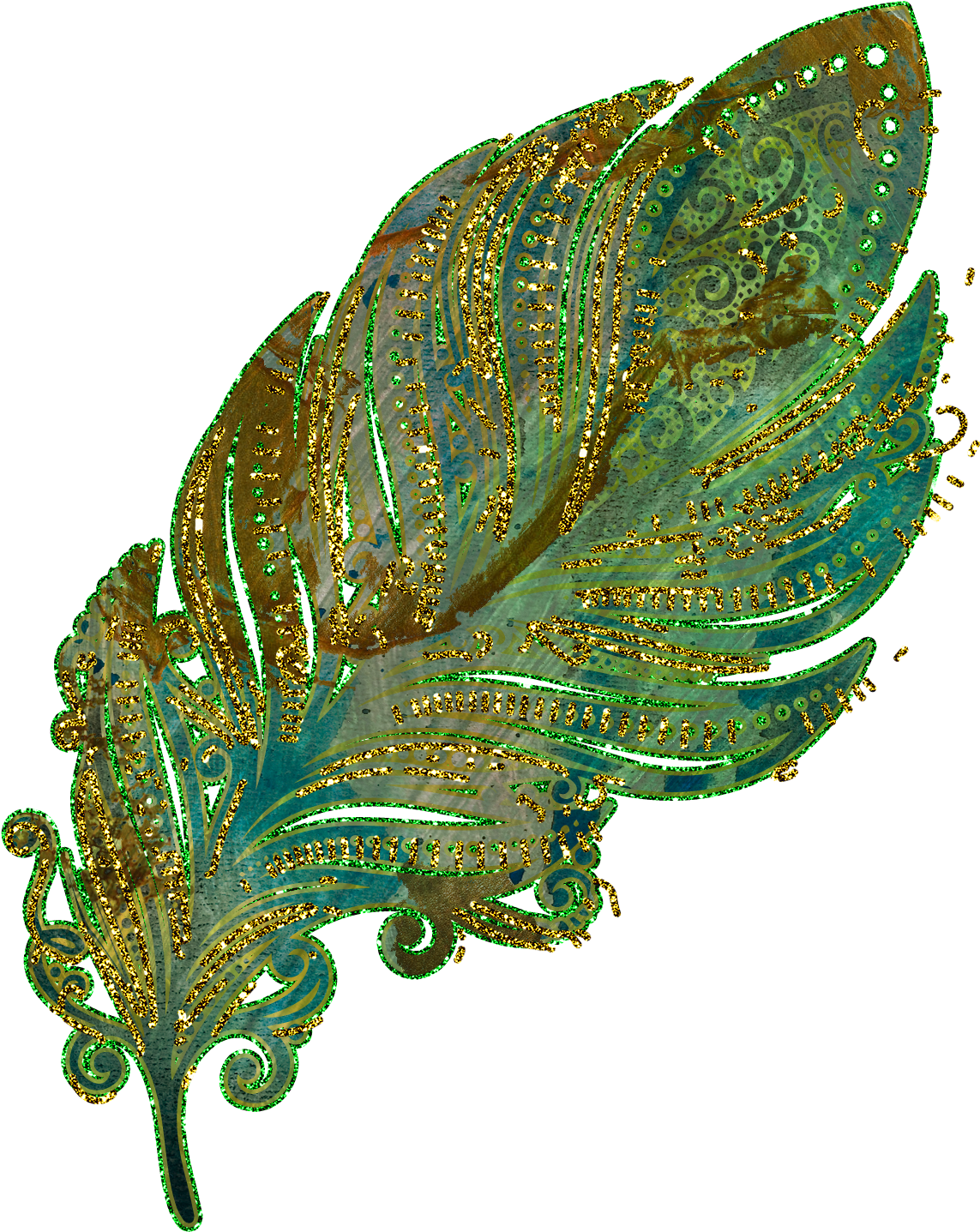 Feathers Glitter Gold Clip Art - Embroidery - Png Download (1500x1500), Png Download