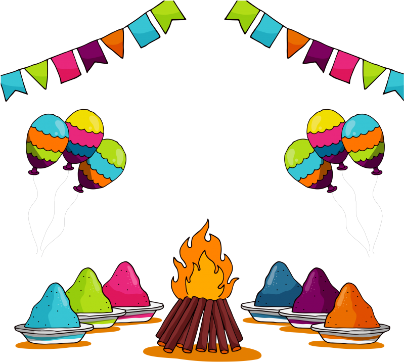 Illustration Of Set Of Holi Element With Colors - Holi Festival Clipart (850x786), Png Download