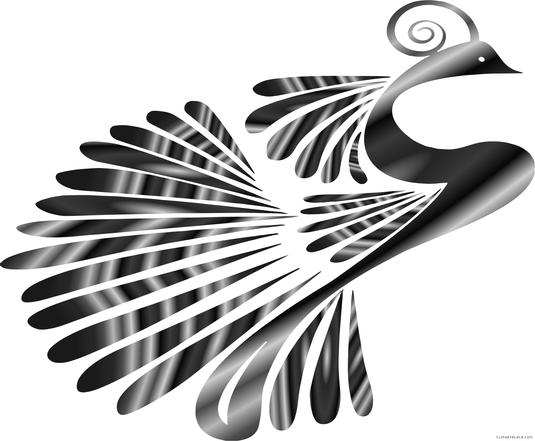 Clip Art Royalty Free Stock Grayscale Clipartblack - Black And White Designed Peacock - Png Download (1846x1524), Png Download