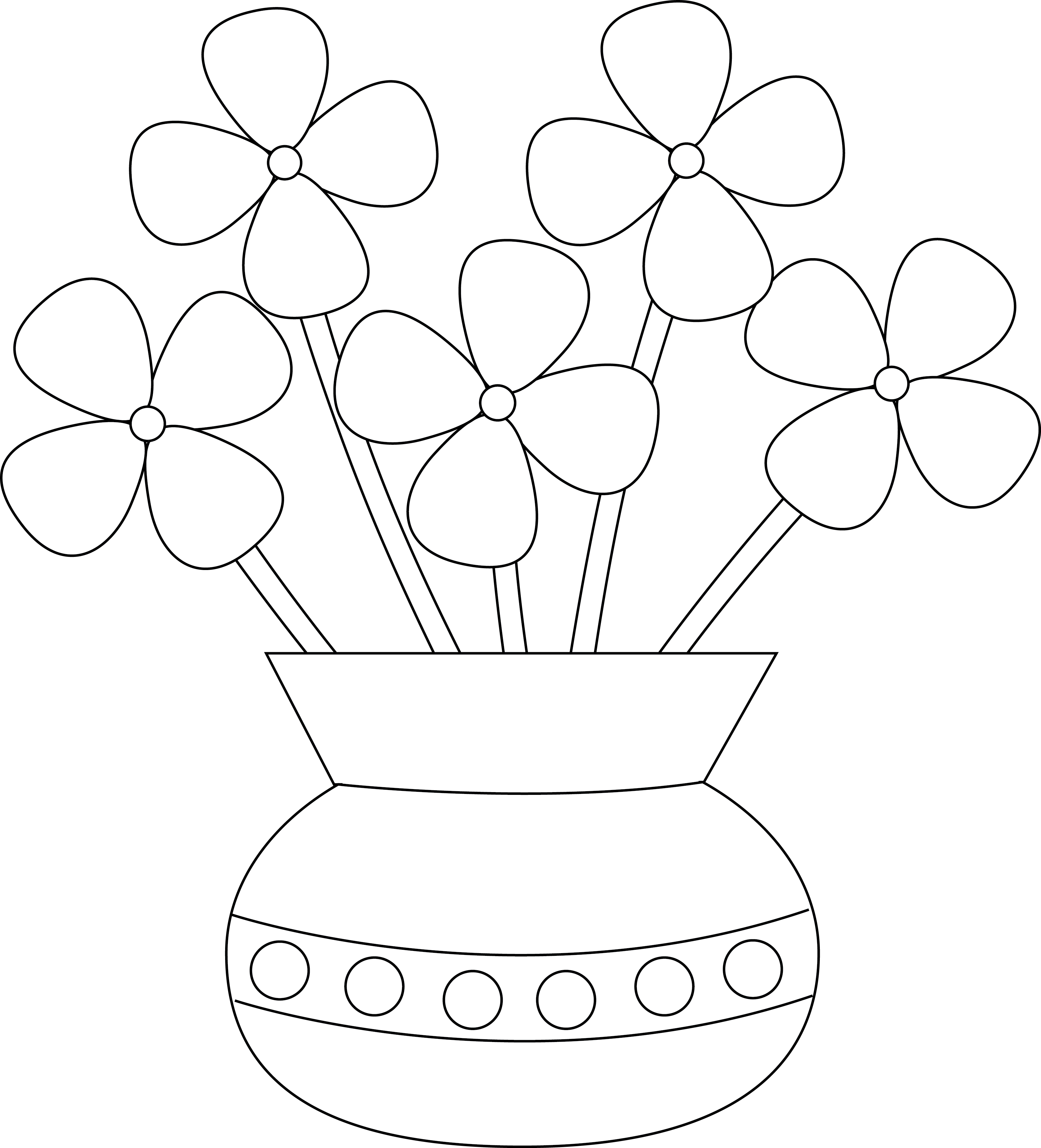 28 Collection Of Flower Vase Drawing Step By Step - Simple Flower Vase Drawing Clipart (3408x3758), Png Download