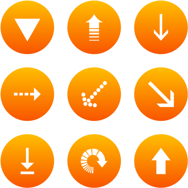 Classic Arrows Icon In Style Flat Circle White On Orange - Circle Clipart (660x660), Png Download