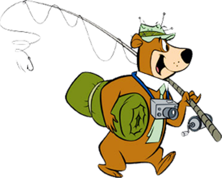 Yogi Bear Holding Something - Yogi The Bear Fishing Clipart (747x600), Png Download