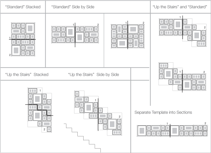 Wall Frame Collage Template 140783 - Staircase Gallery Wall Template Clipart (712x515), Png Download