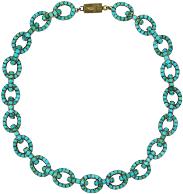 Victorian Turquoise Pavé Chain Link Necklace Clipart (641x678), Png Download