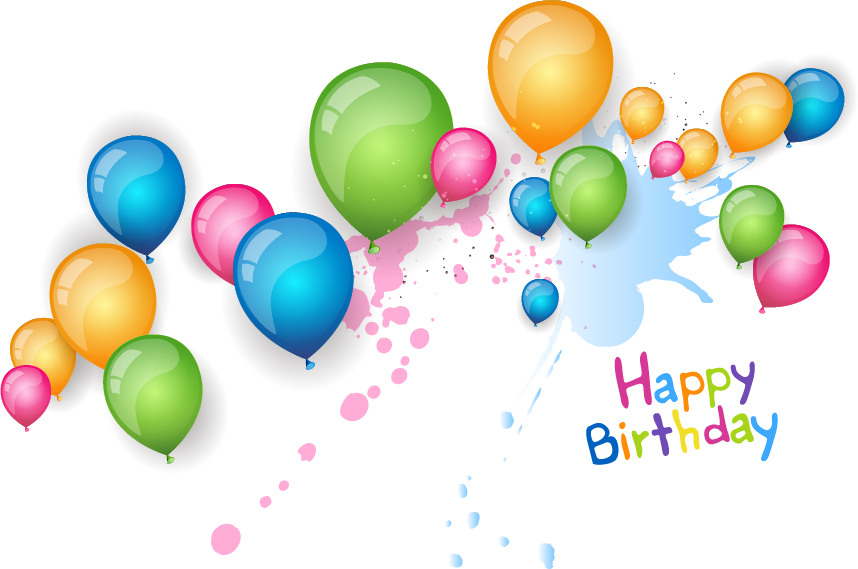 Happy Birthday Balloon Png Clipart (858x569), Png Download