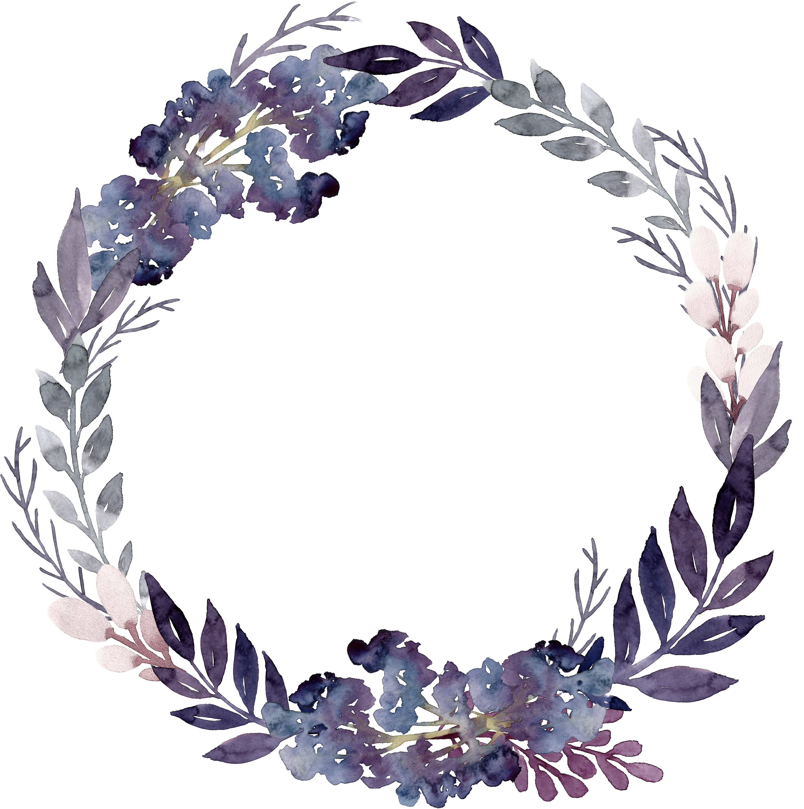 Flower Leaf Garland Purple Wreath Foliage Flowers Clipart - Floral Wreath Png Transparent Png (2829x2858), Png Download