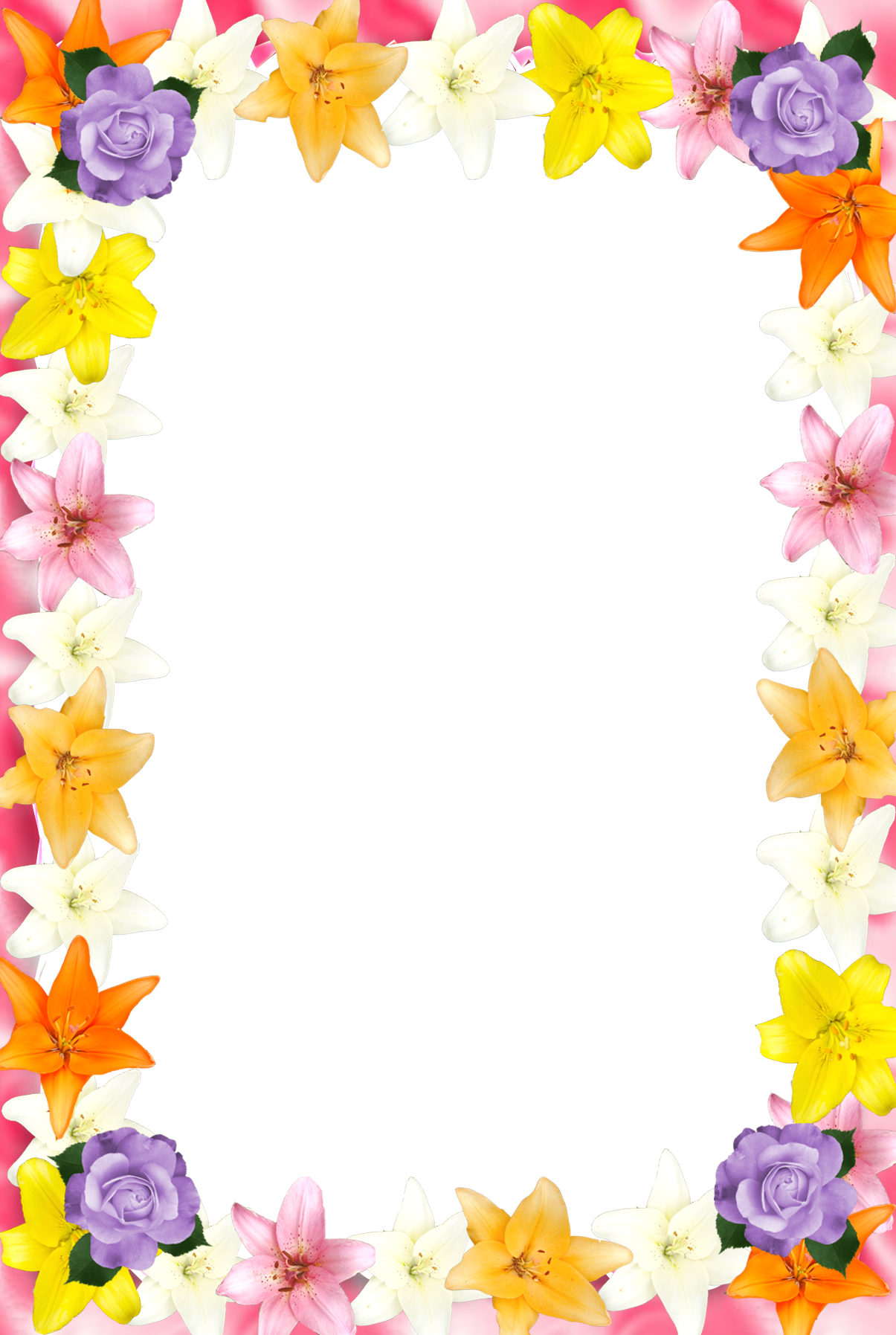 Рамки Сделанные Из Цветов - Прямоугольные Рамки С Цветами Png Clipart (1205x1795), Png Download