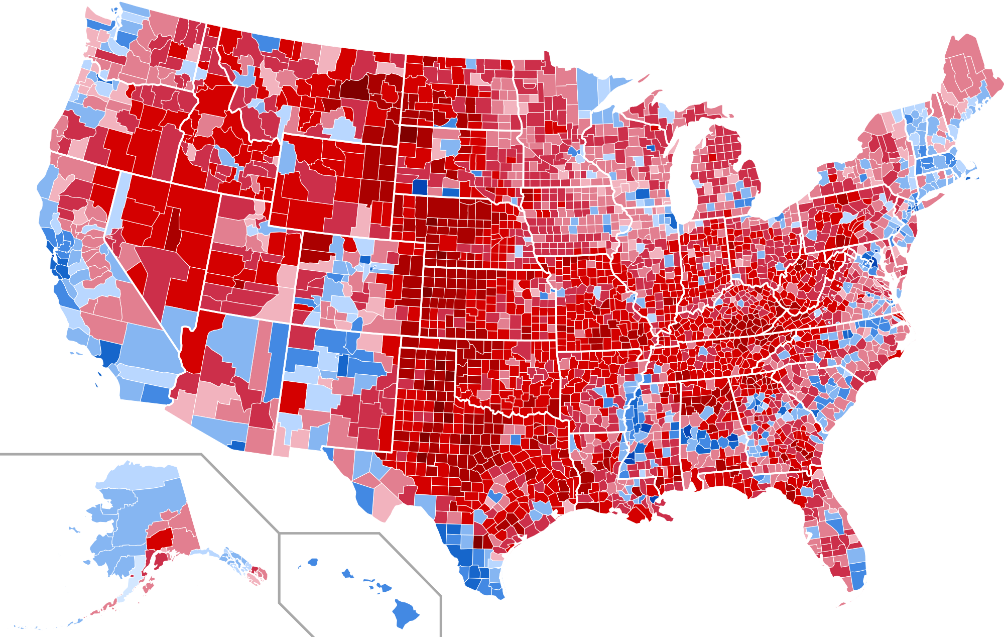 How Donald Trump Really Won The White House - 2017 Presidential Election Map By County Clipart (2000x1268), Png Download